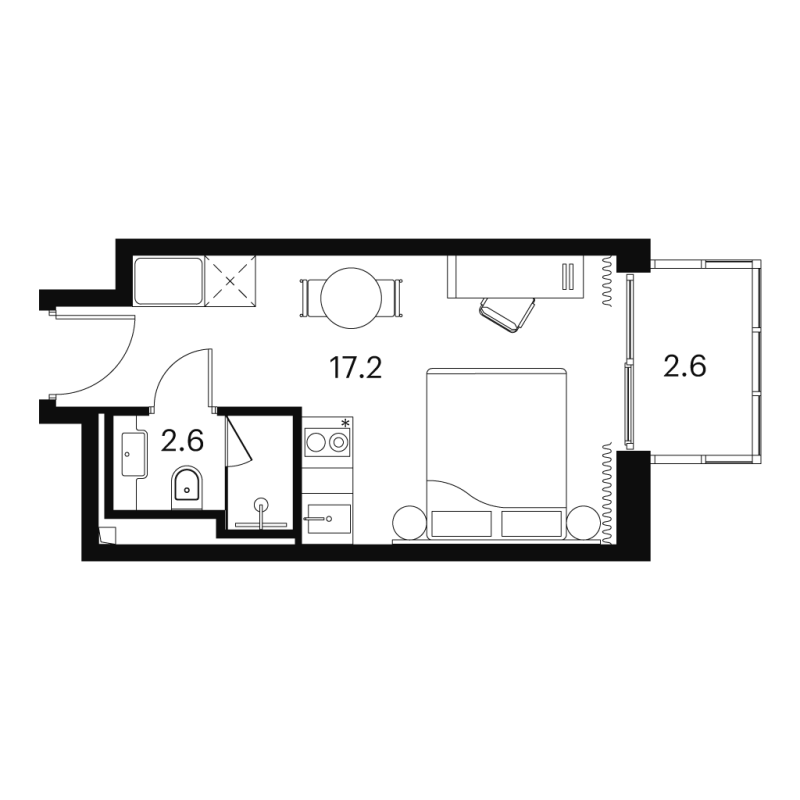 Студия 22,4 м²