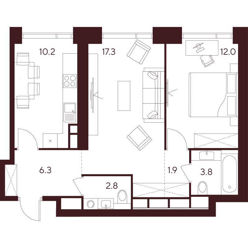 2 ккв 54,3 м²