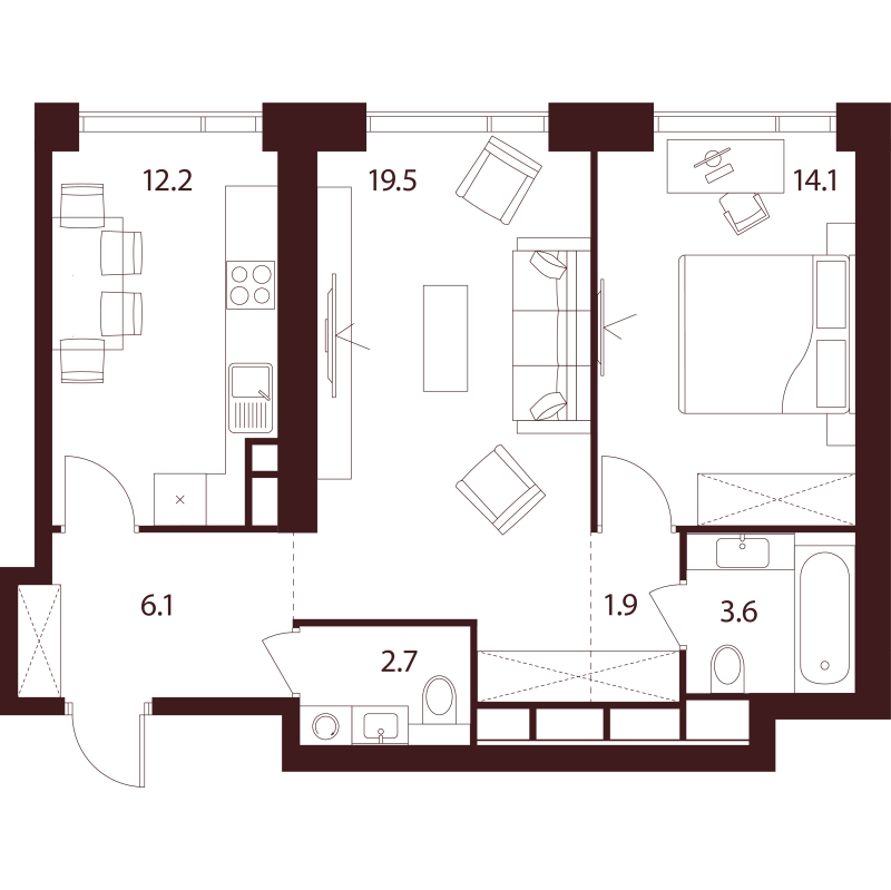 2 ккв 60,1 м²