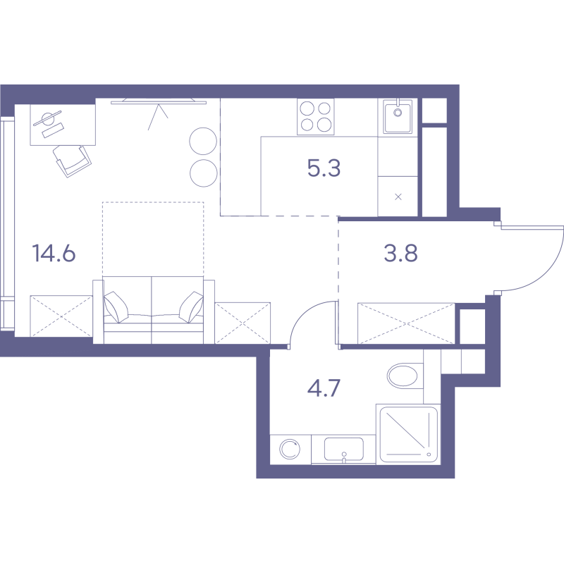 Студия 28,4 м²