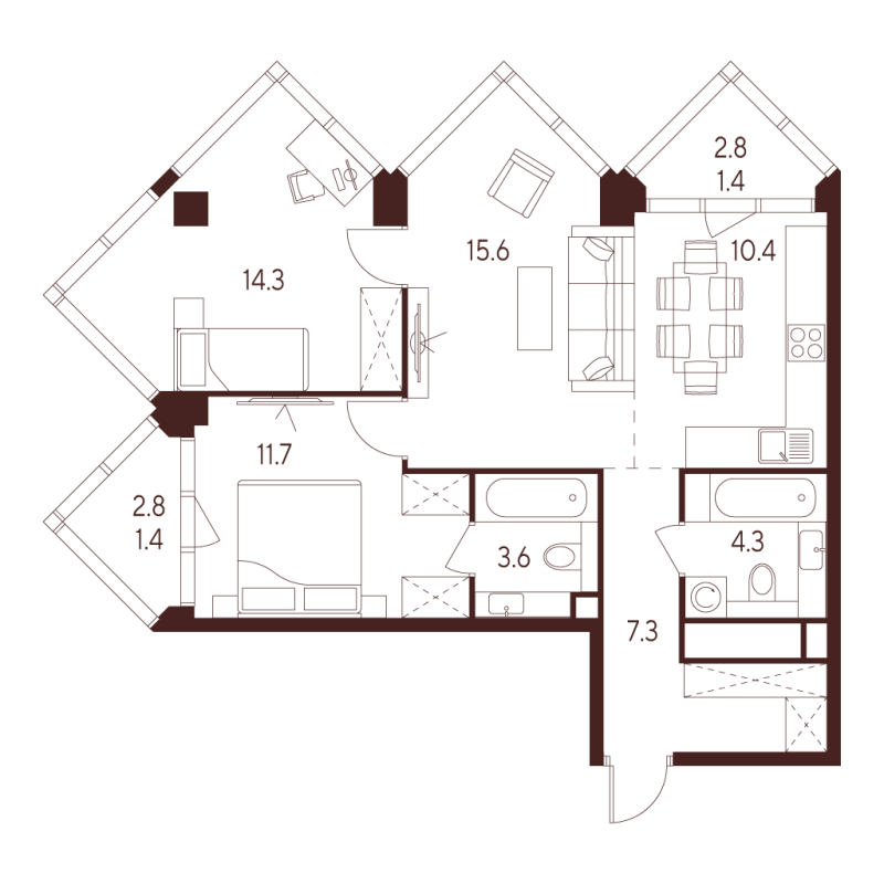 3 ккв (Евро) 70 м²