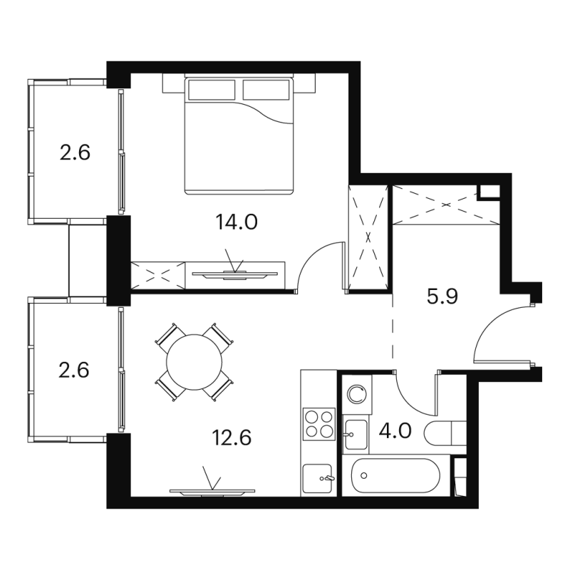 1 ккв 41,7 м²