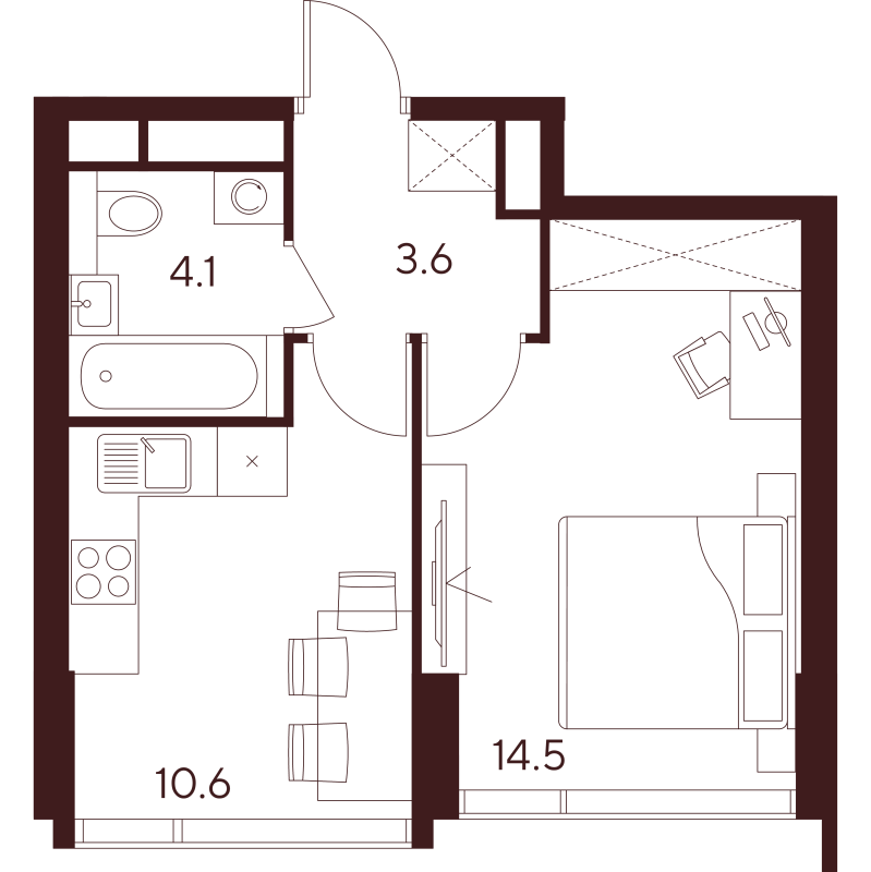 1 ккв 32,8 м²