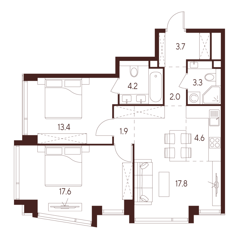 3 ккв (Евро) 68,5 м²