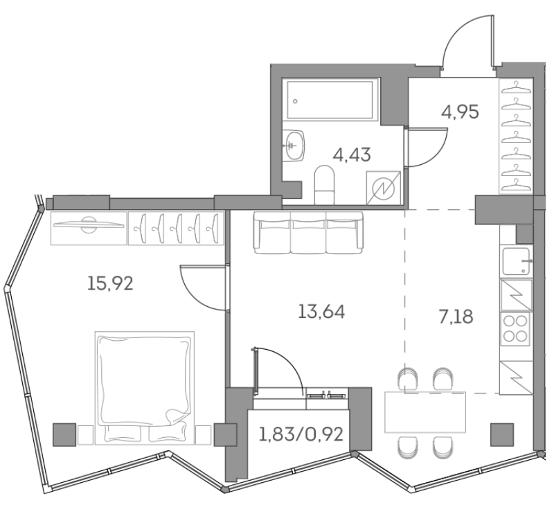 2 ккв (Евро) 47 м²