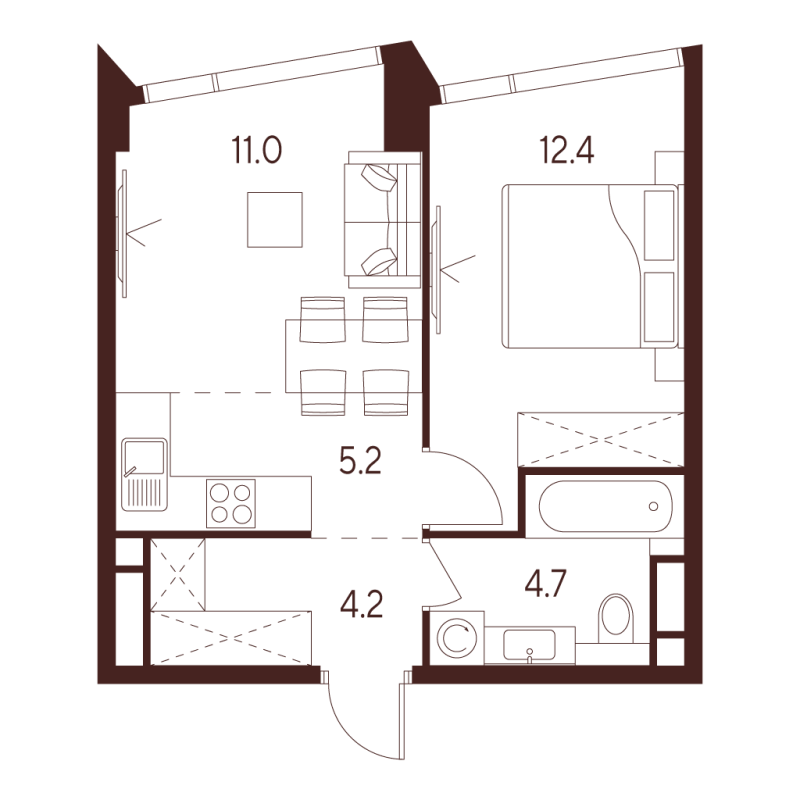 2 ккв (Евро) 37,5 м²
