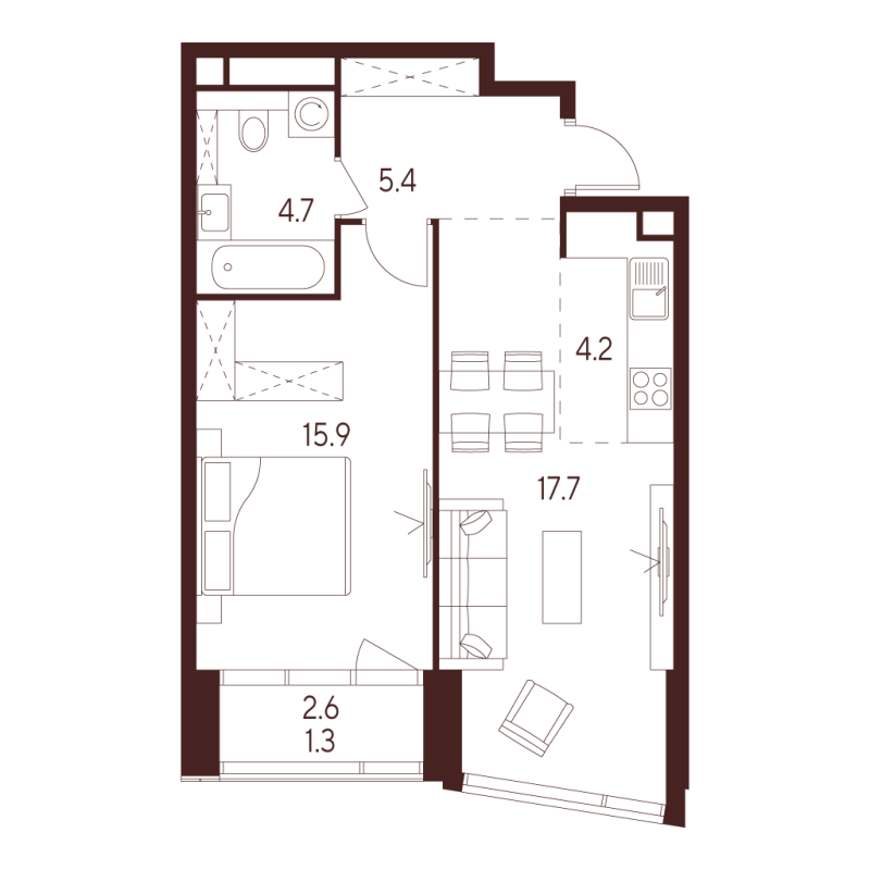2 ккв (Евро) 49,2 м²