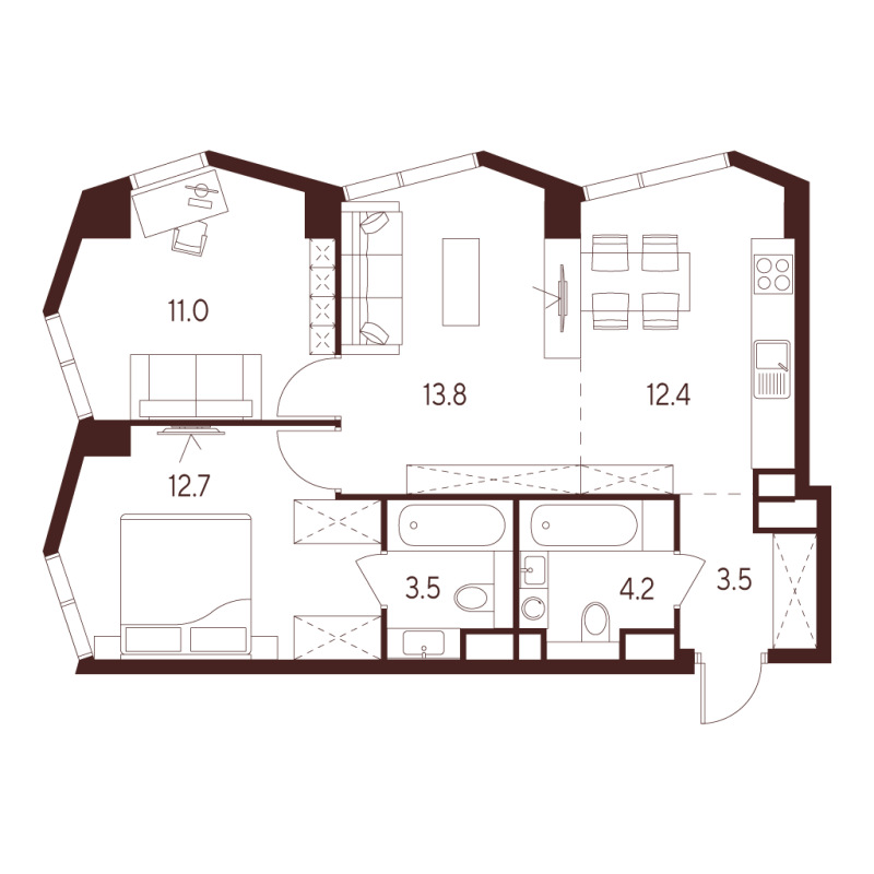 3 ккв (Евро) 61,1 м²
