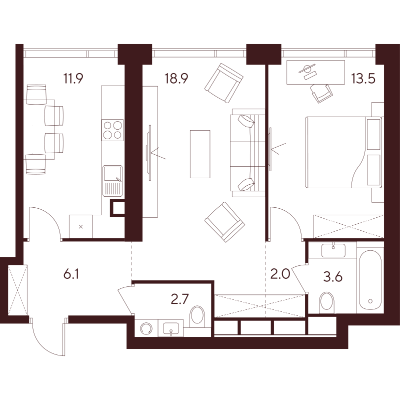 2 ккв 58,7 м²