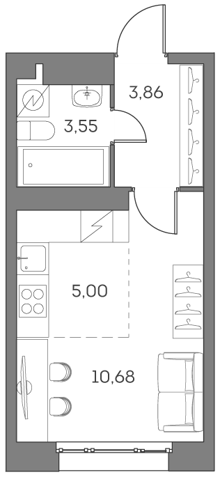 Студия 23,1 м²