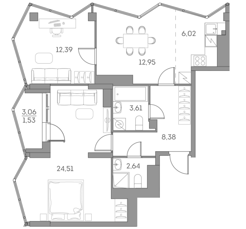 3 ккв (Евро) 72 м²