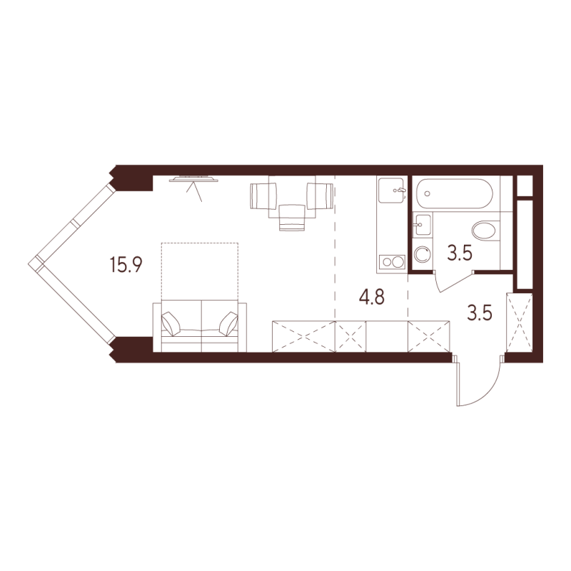 Студия 27,7 м²