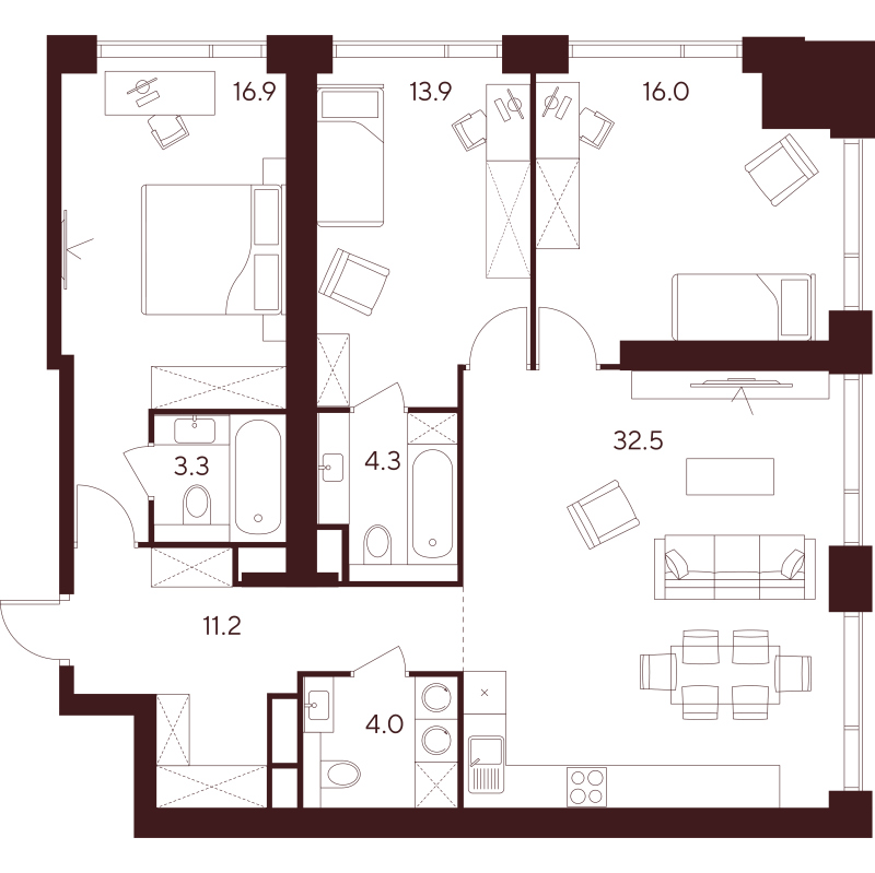 4 ккв (Евро) 102,1 м²