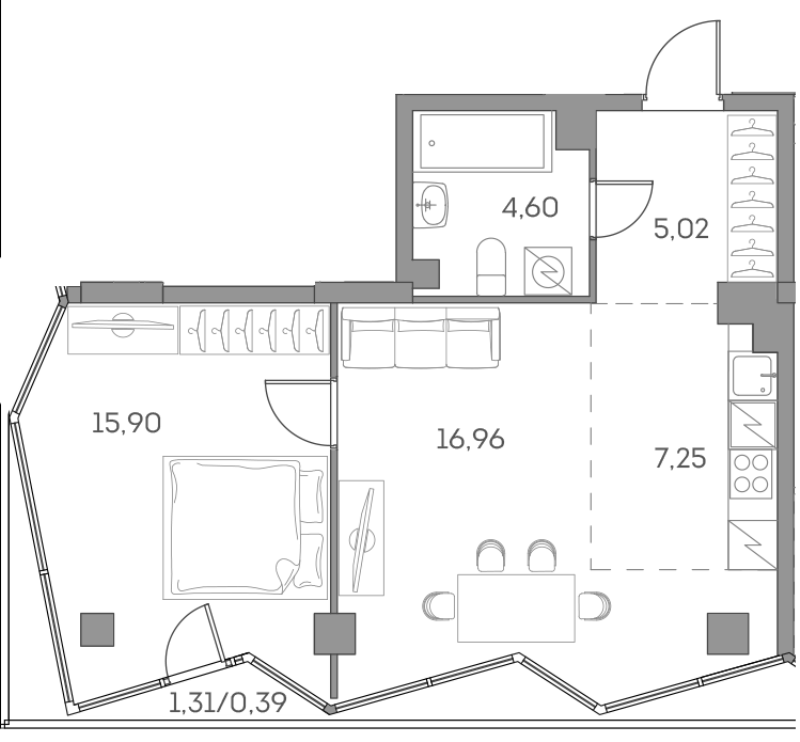 2 ккв (Евро) 50,1 м²
