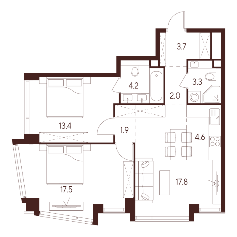 3 ккв (Евро) 68,4 м²