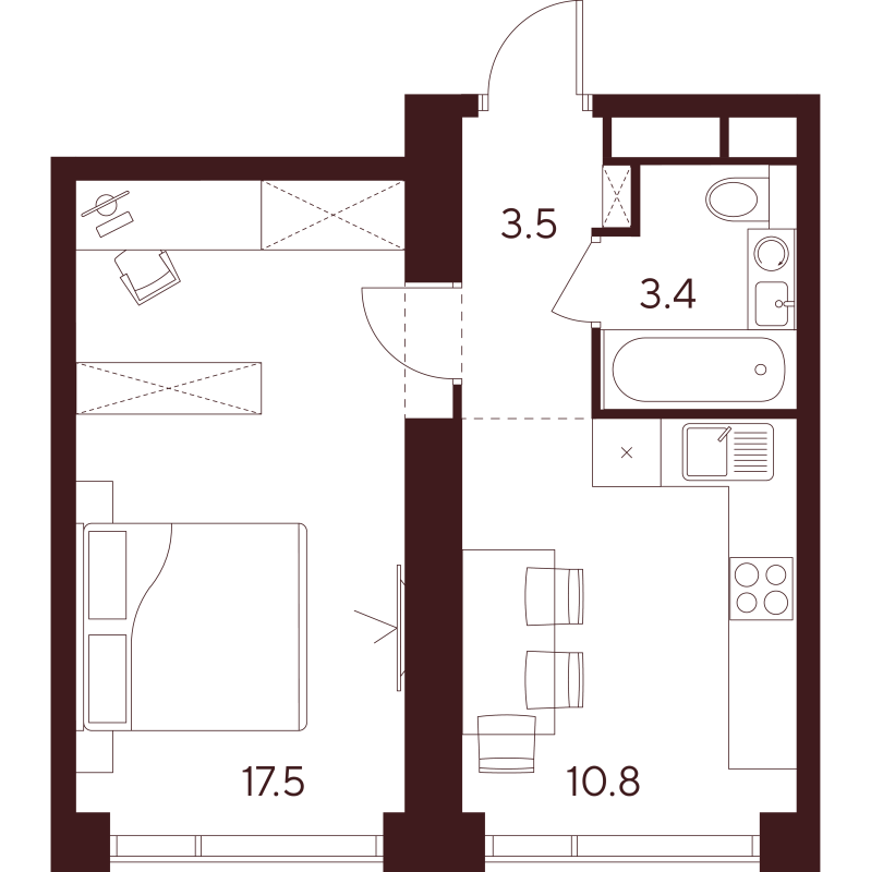 1 ккв 35,2 м²
