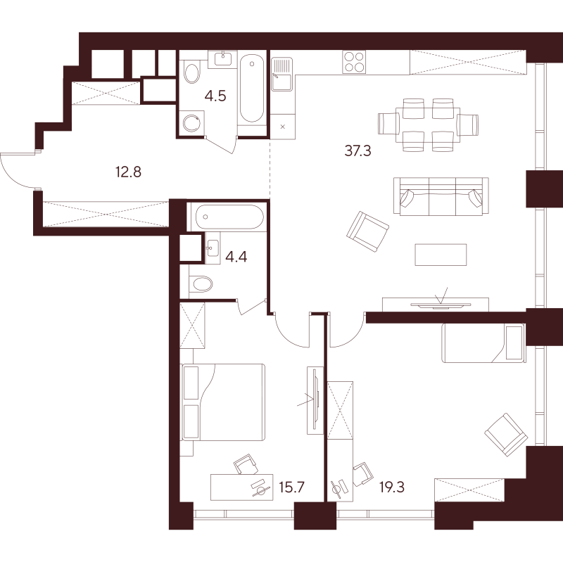 3 ккв (Евро) 94 м²