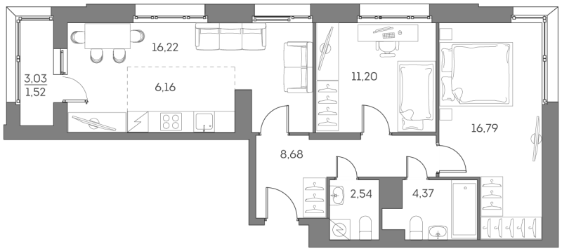 3 ккв (Евро) 67,5 м²
