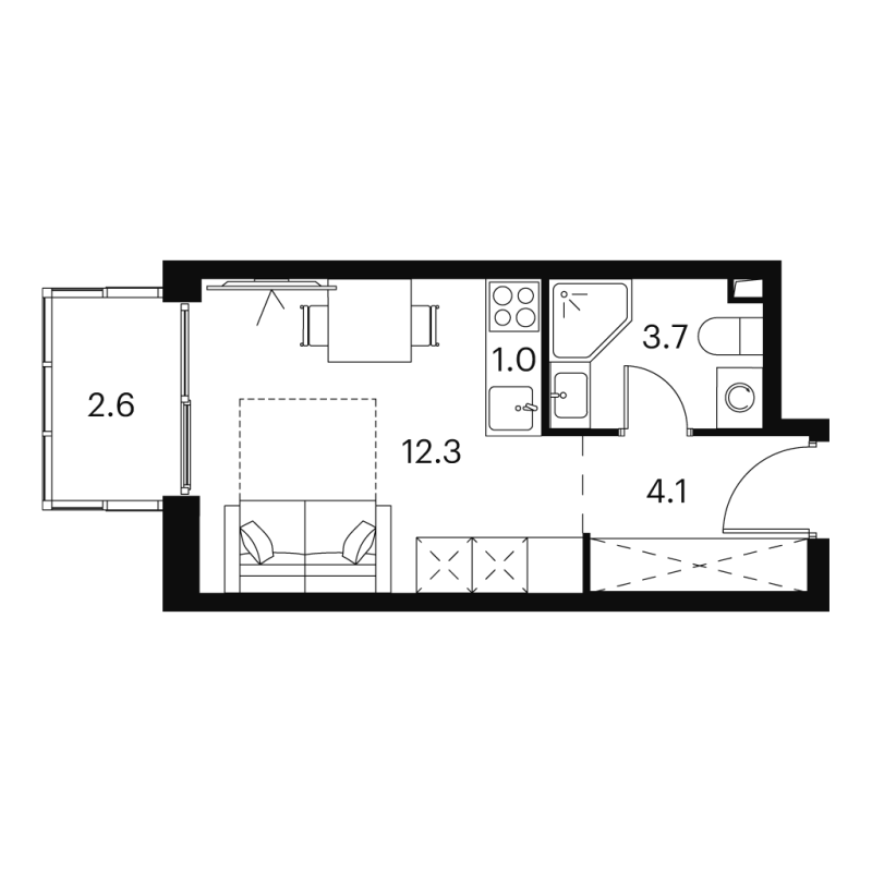 Студия 23,7 м²