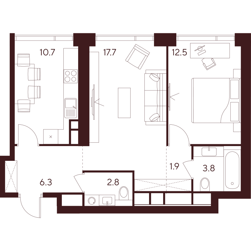 2 ккв 55,7 м²