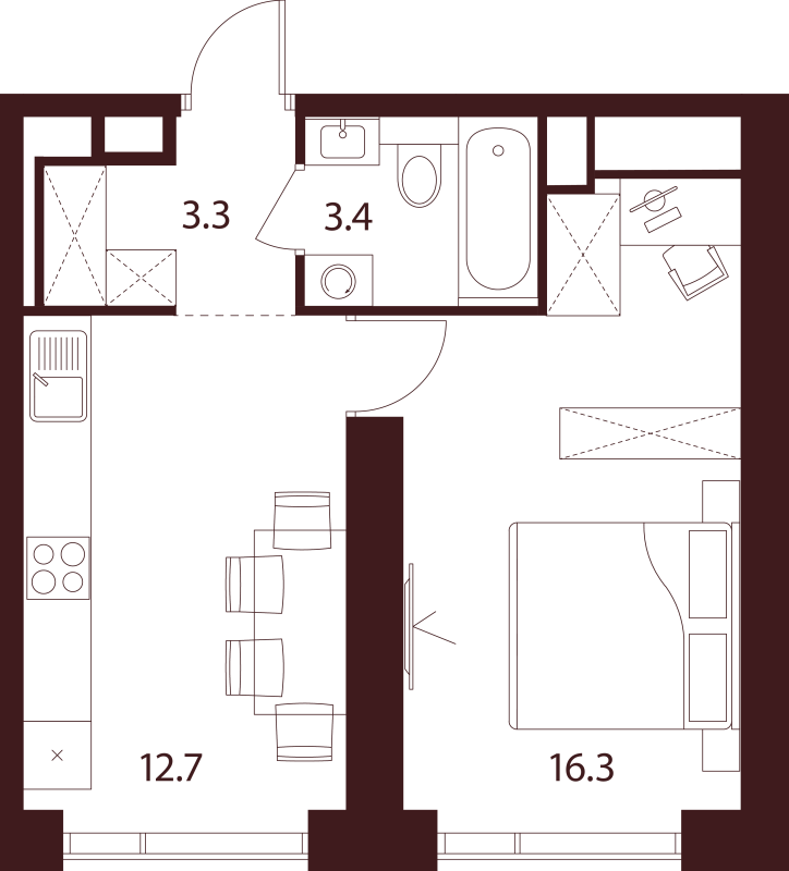 1 ккв 35,7 м²