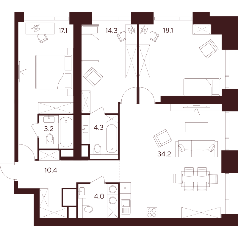 4 ккв (Евро) 105,6 м²