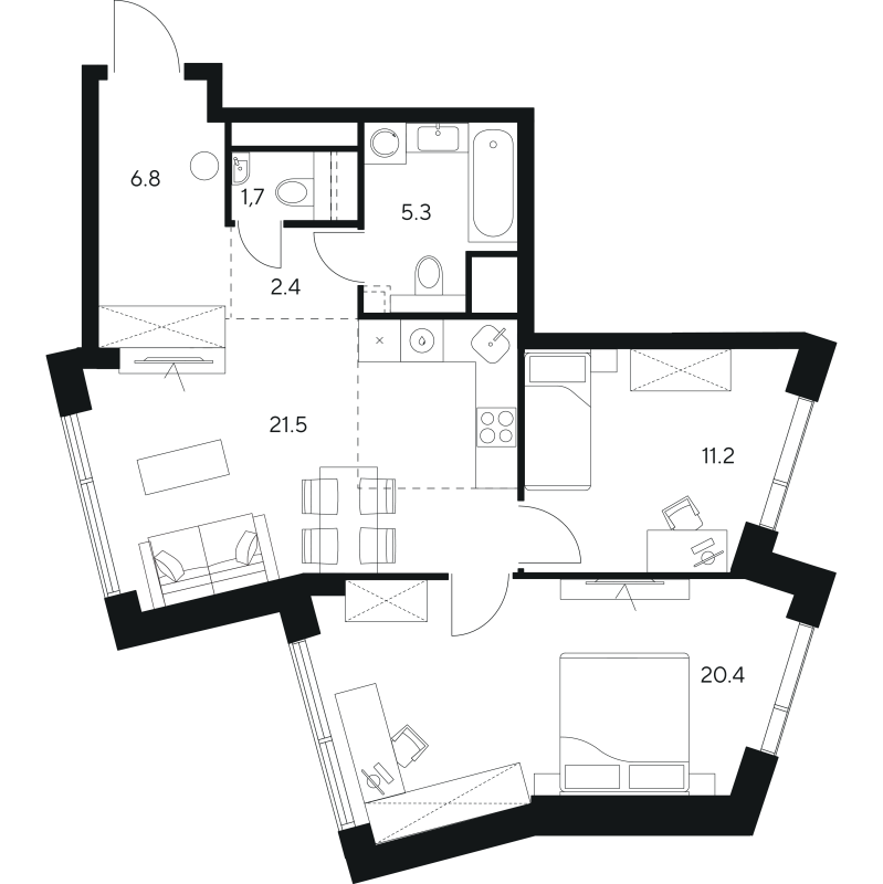 3 ккв (Евро) 69,3 м²