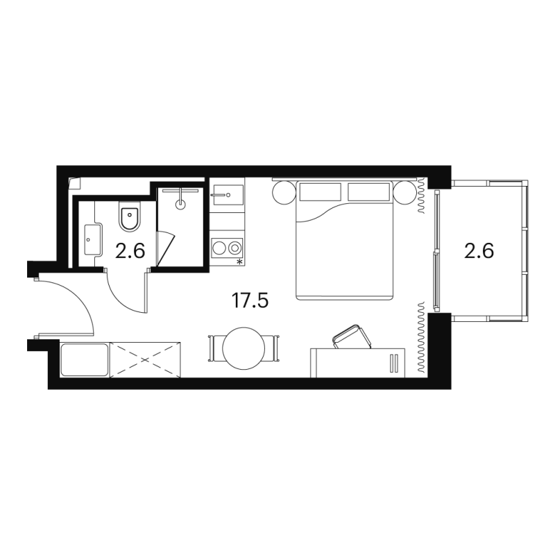 Студия 22,7 м²