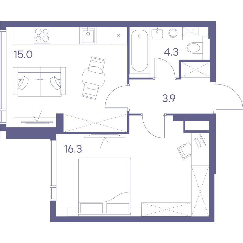 1 ккв 39,5 м²