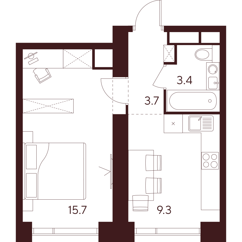 1 ккв 32,1 м²
