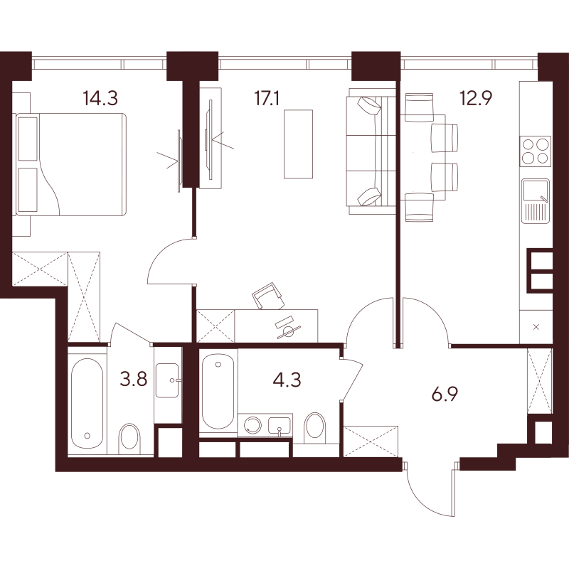 2 ккв 59,3 м²