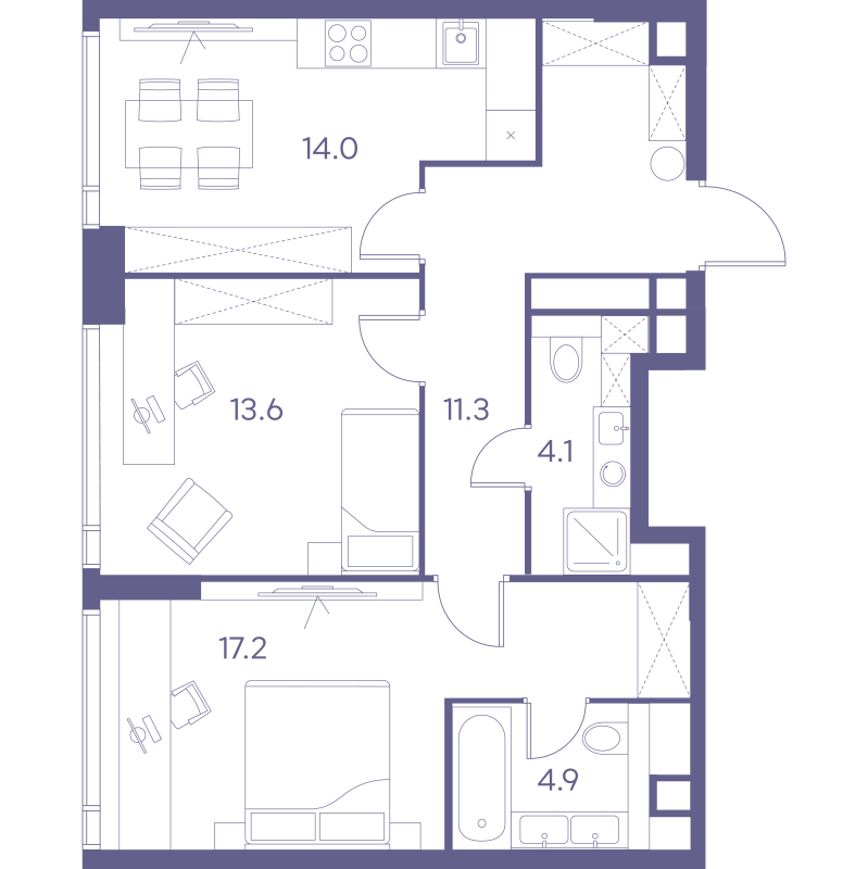 2 ккв 65,1 м²