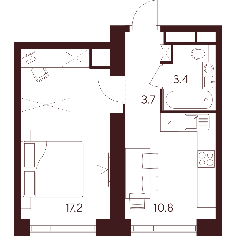 1 ккв 35,1 м²