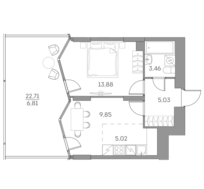 1 ккв 44,1 м²