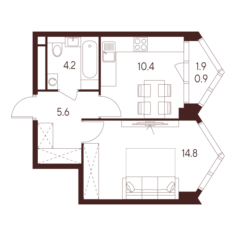 1 ккв 35,9 м²