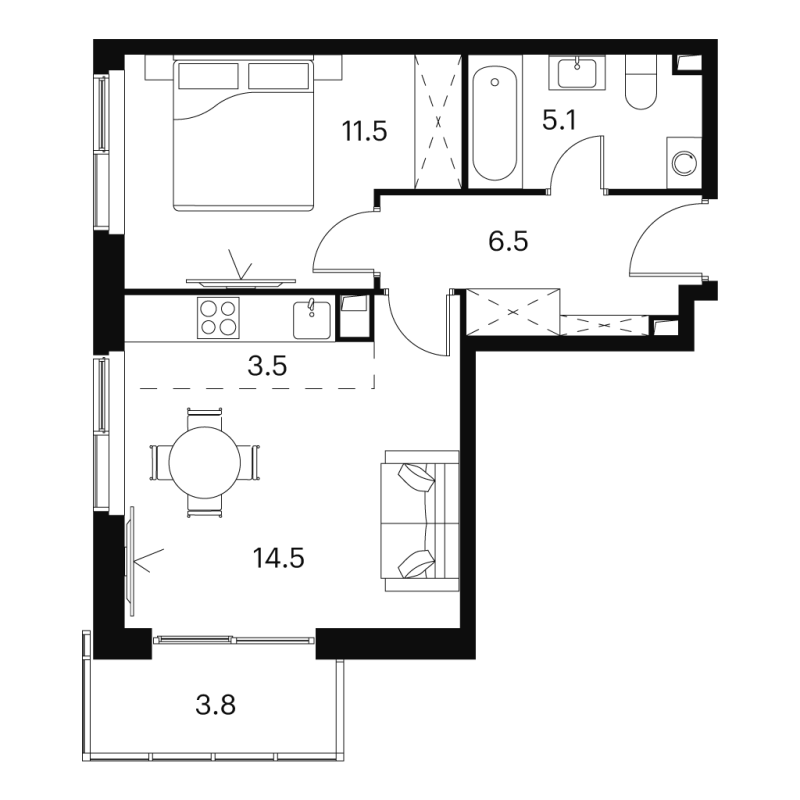 2 ккв (Евро) 50,4 м²