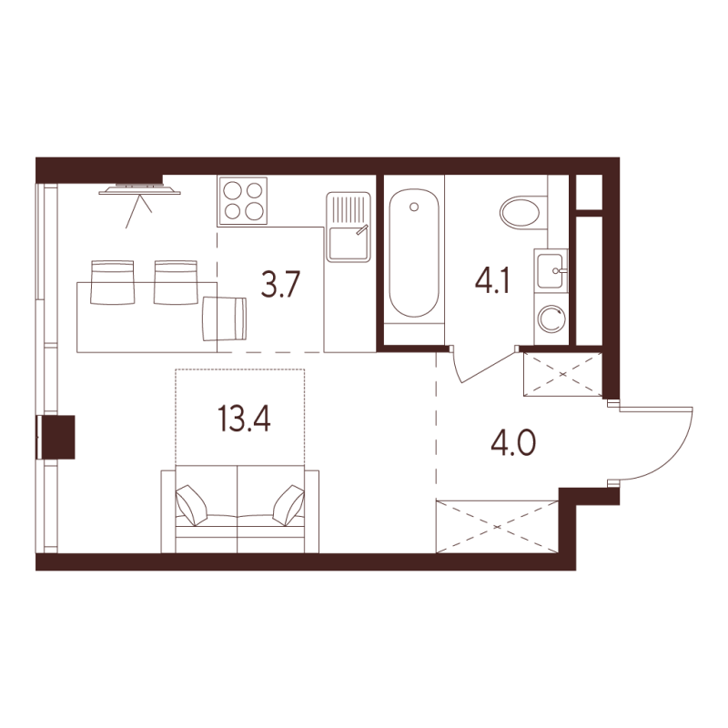 Студия 25,2 м²