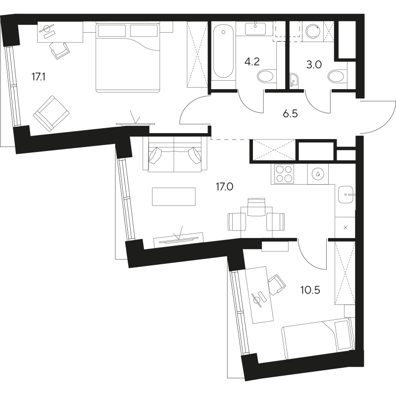 3 ккв (Евро) 58,3 м²