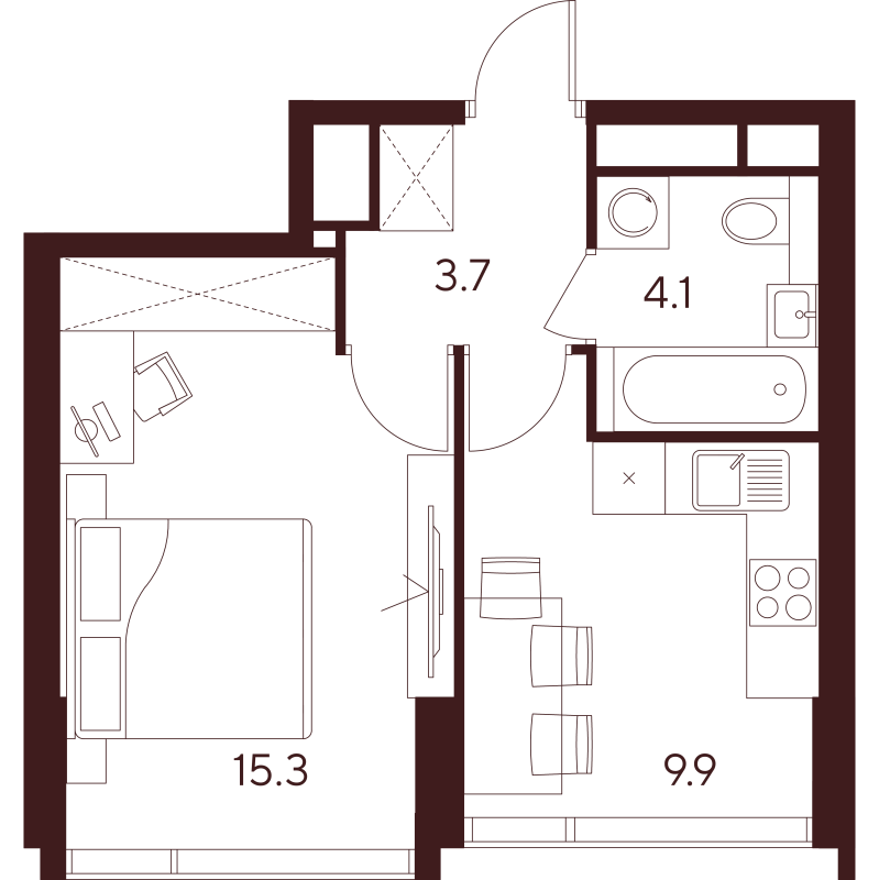 1 ккв 33 м²