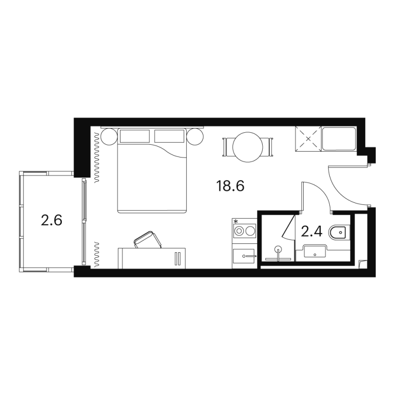 Студия 23,6 м²