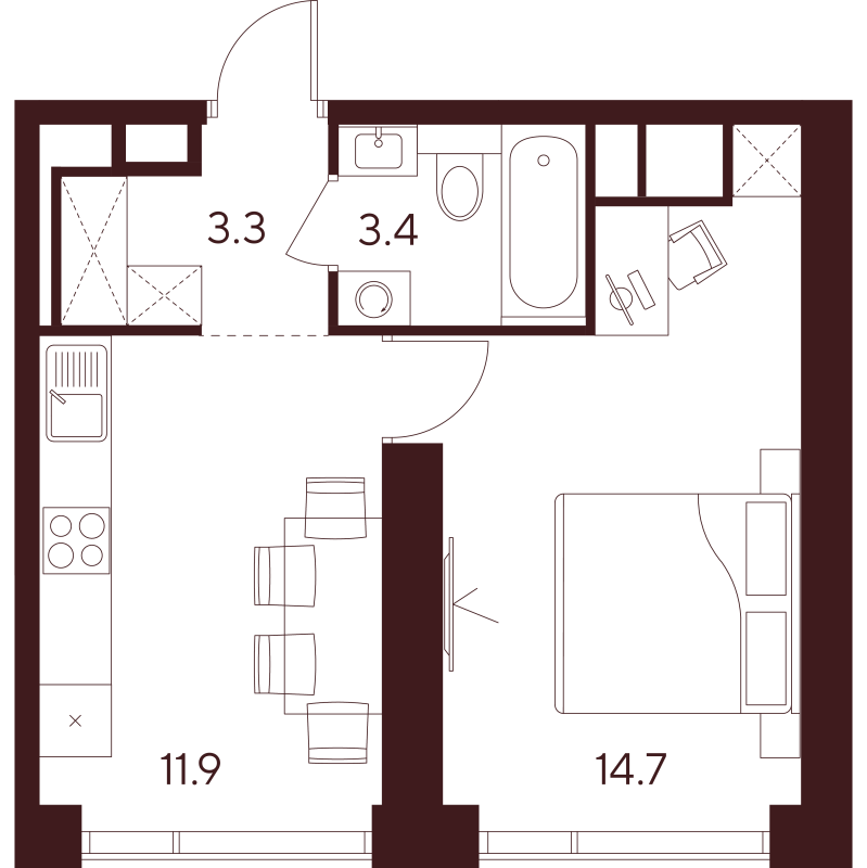 1 ккв 33,3 м²