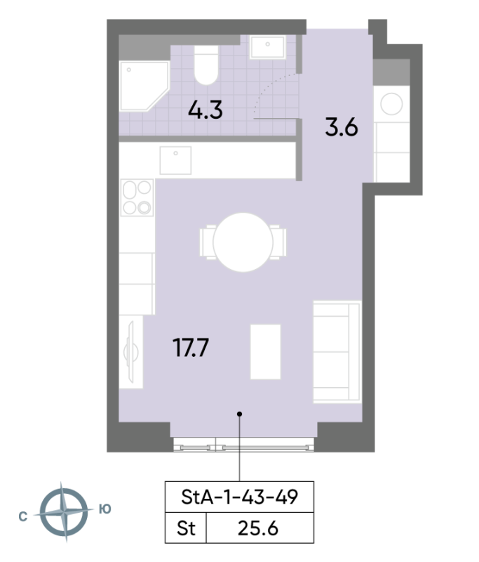 Студия 26 м²