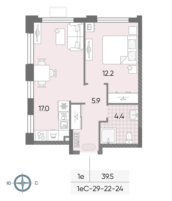 2 ккв (Евро) 39,5 м²