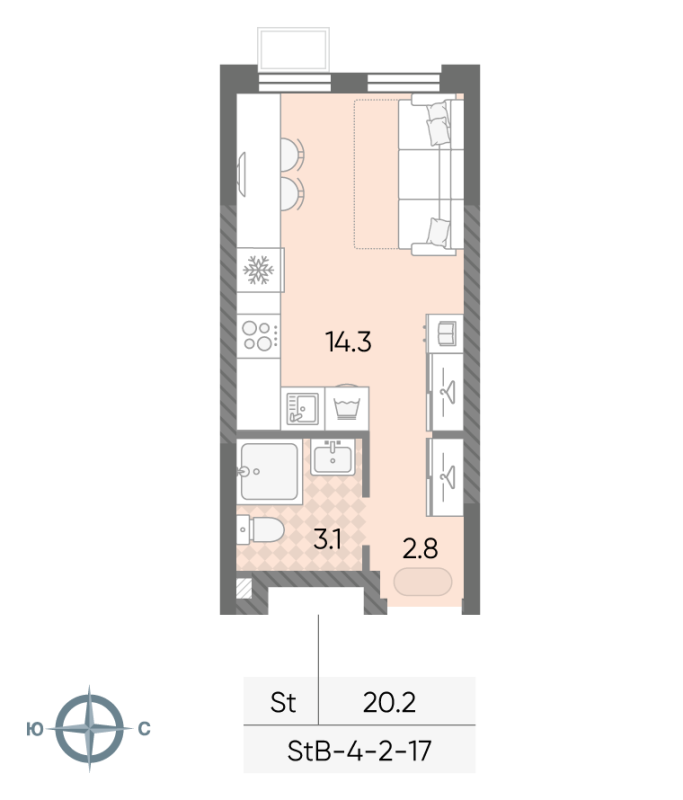 Студия 20,2 м²
