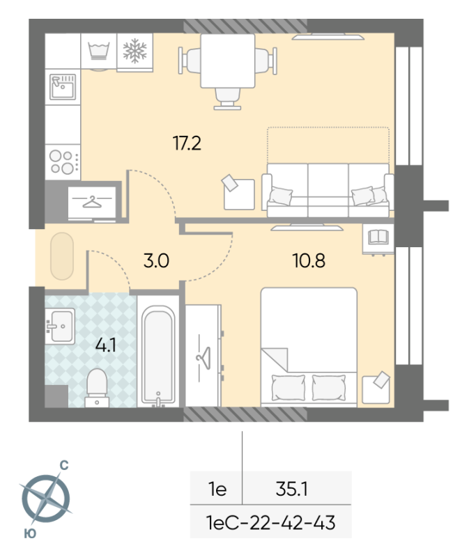 2 ккв (Евро) 35,1 м²
