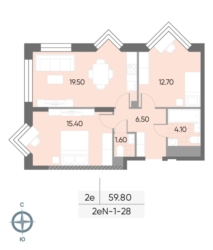 3 ккв (Евро) 59,8 м²