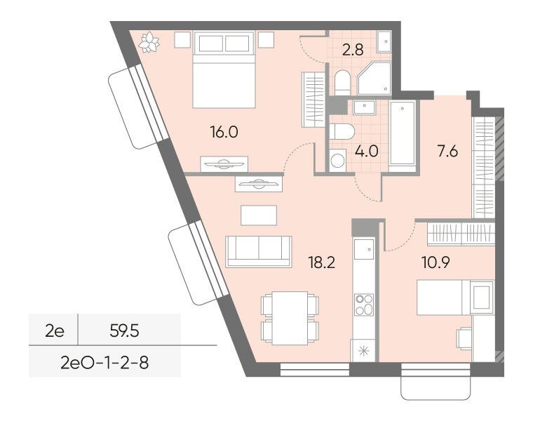 3 ккв (Евро) 59,5 м²