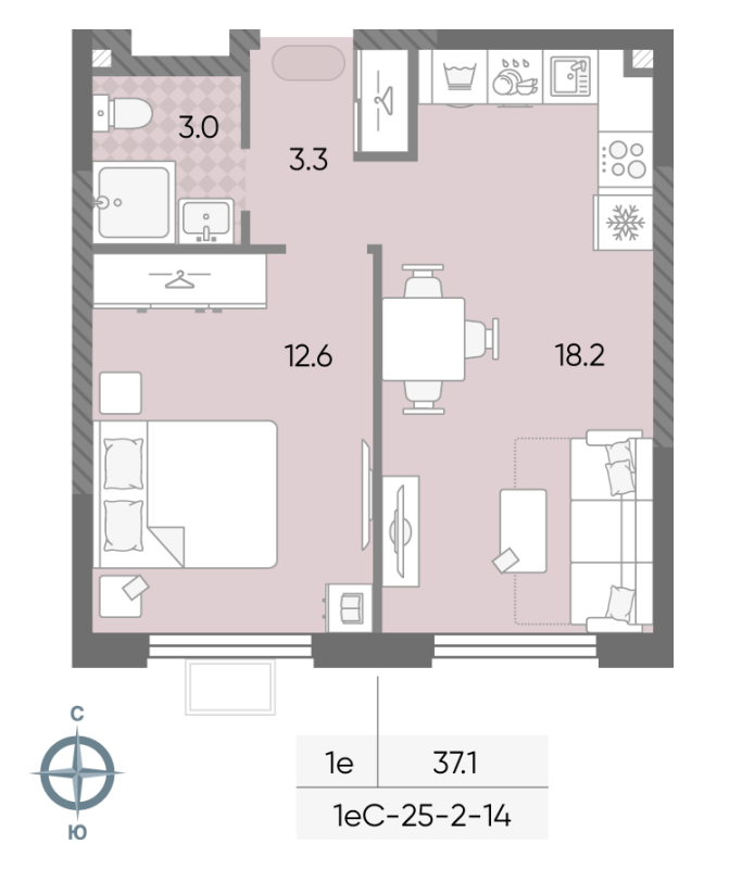 2 ккв (Евро) 37,1 м²
