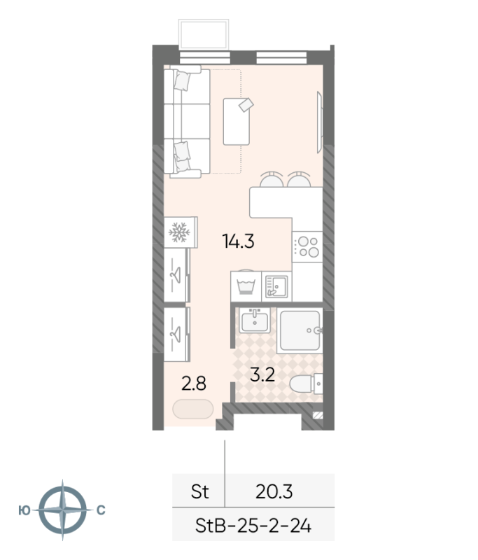 Студия 20,3 м²