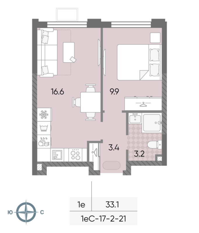 2 ккв (Евро) 33,1 м²